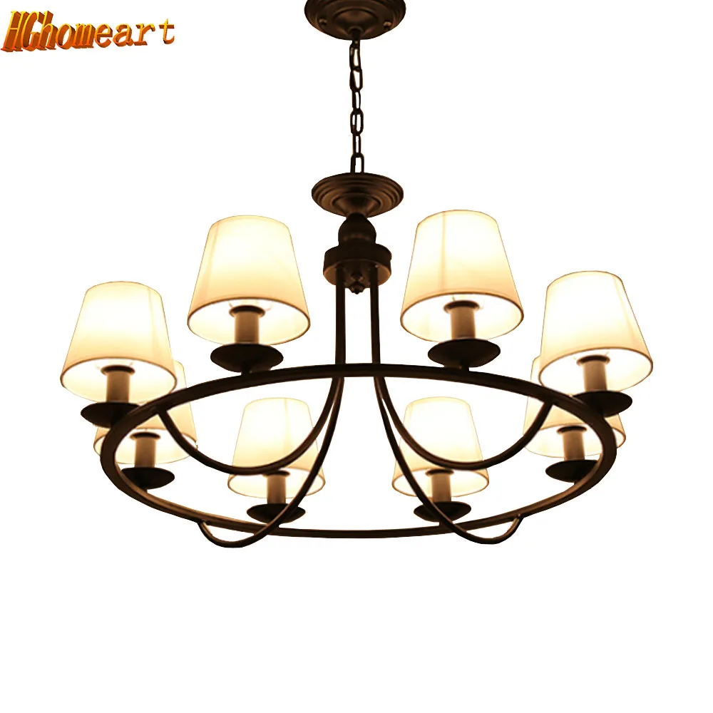 

HGHomeart American LED Chandeliers Nordic E27 110/220V Retro Iron Chandelier Modern Bedroom Restaurant European Living Room Lamp