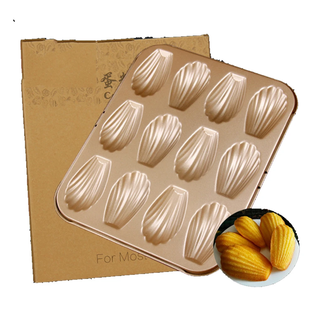 

12 even square Madeleine Cake Mold Nonstick stainless steel shells Bakeware Tool Golden Shell Baking tool pans Shell Shaped Mold