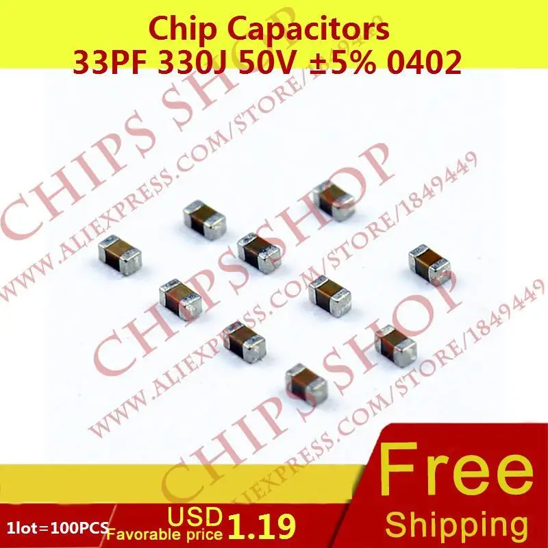 100 x 33pf//0.033nf 0805 5/% 50v SMD Capacitors//SMT ceramic capacitors