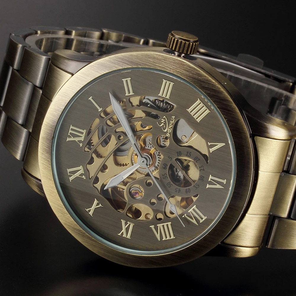 Shenhua, металлические, механические, с автоматическим подзаводом, мужские наручные часы, relogio automatico masculino