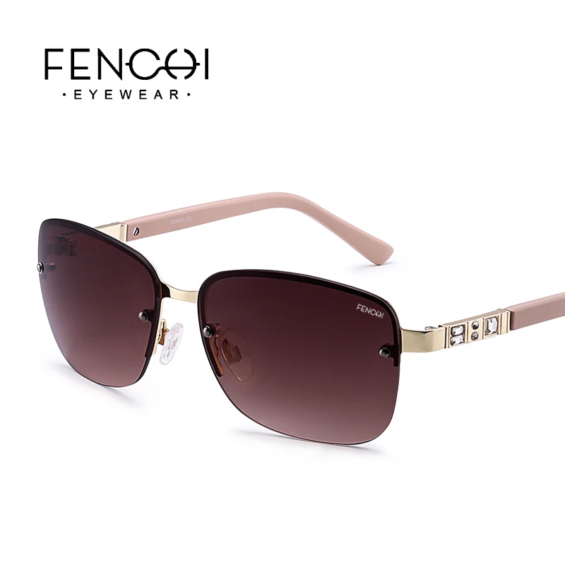 FENCHI Солнцезащитные очки женские дизайнерские брендовые Роскошные без оправы ретро солнцезащитные очки розовые зеркальные rave трендовые оттенки lunette soleil femme - Цвет линз: C2