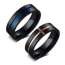 Recommend Simple Stainless Steel Ring Men Jewelry Rose Gold Color Rings Wholesale 6mm Blue Color Ring Size 7 8 9 10 11 12 fashion stainless steel silver color men spinner ring punk jewelry personality male rings size 7 8 9 10 11 12