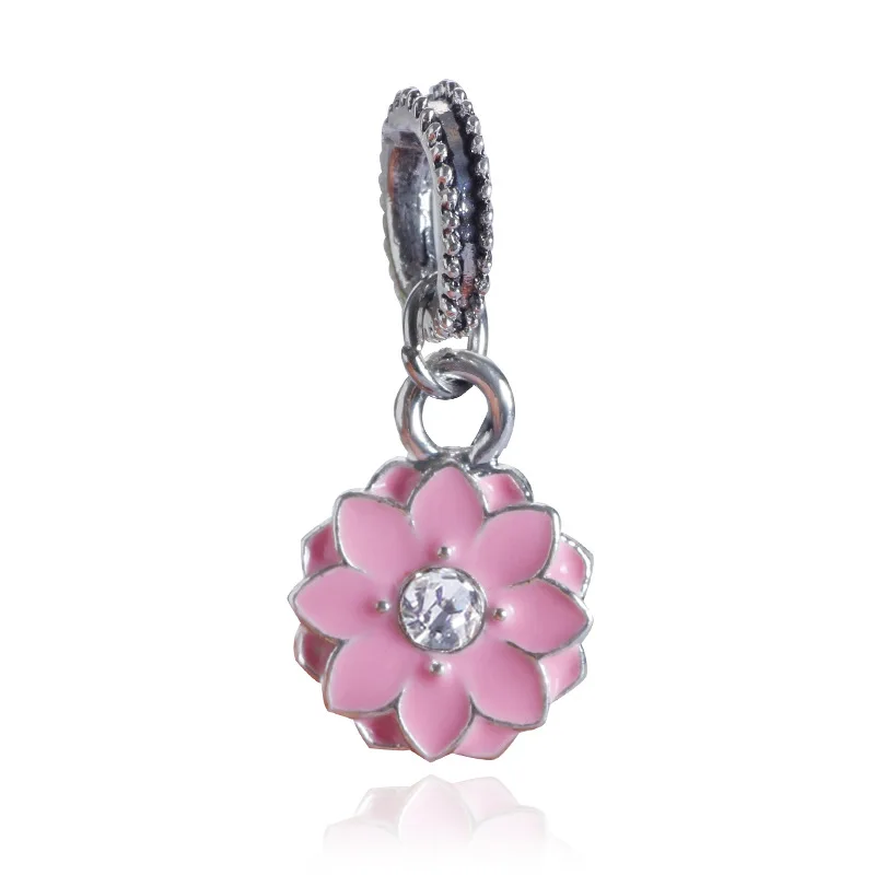 

Fits Pandora pink flowers Charms silver 925 original Bracelet jewelry valentines day harajuku bijoux beads DGB182