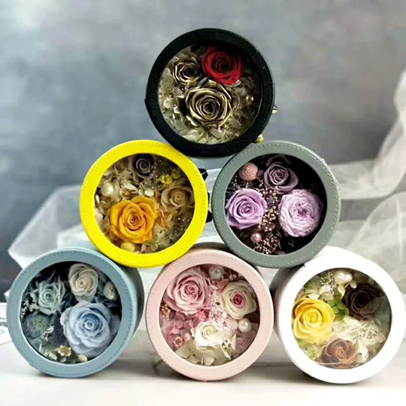 Review Top  2pcs/12%off Circular Mini Leather Surprise Box Valentine's Day Party Holiday Wedding Flower Gift Bo