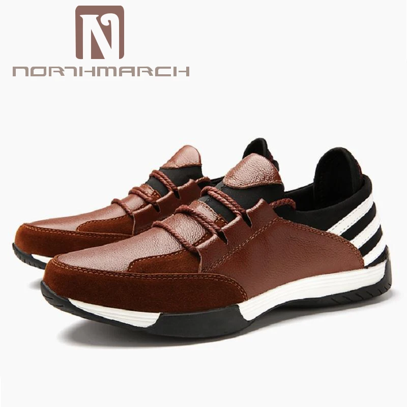 

NORTHMARCH Genuine Leather Shoes Casual Men Shoes Fashion Men Flats Exquisite Design Lace-Up Comfortable Men Casual Shoes