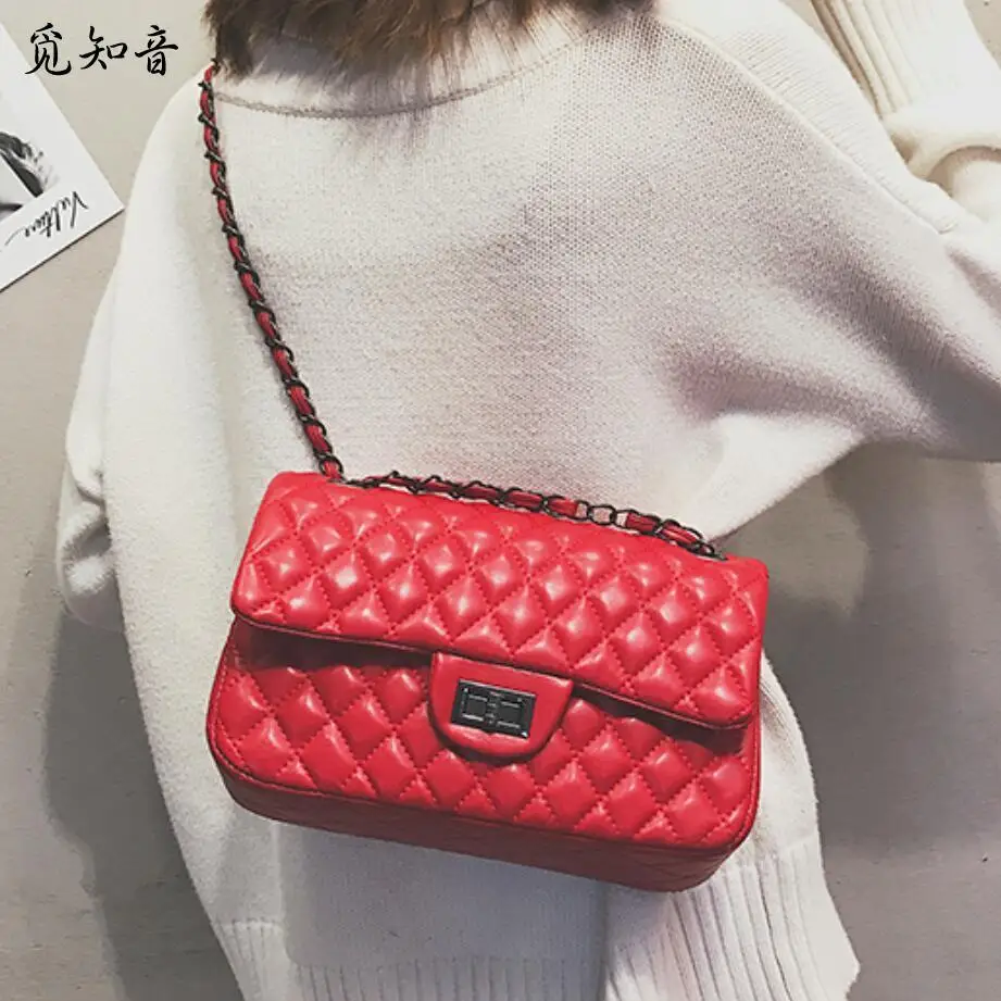 

Fashion Simple Female Big Square Bag New Quality Pu Leather Women's Designer Handbag Lattice Chain Shoulder Messenger Bags