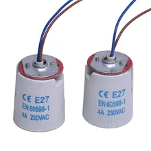 10 шт./лот E27 круглые светодиодные лампы керамический винт патрон лампы с жильный кабель Высокая Лампа, реагирующая на температуру держатель люстры база хорошее качество