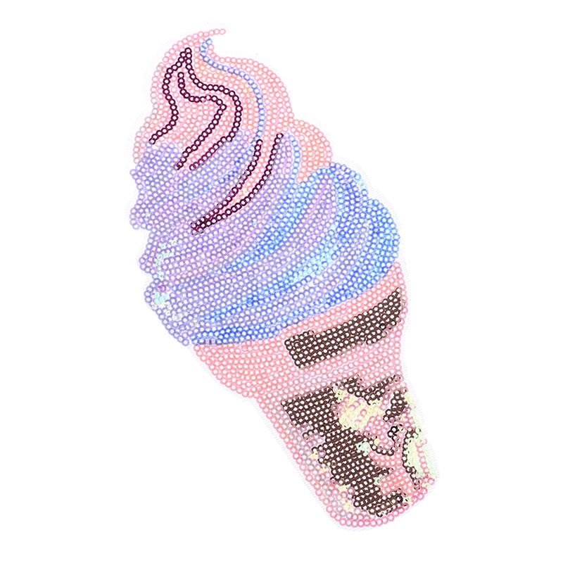 

1pcs Color ice cream sequins patch embroidered fabric garment accessories applique for T-shirt sweater decoration patches