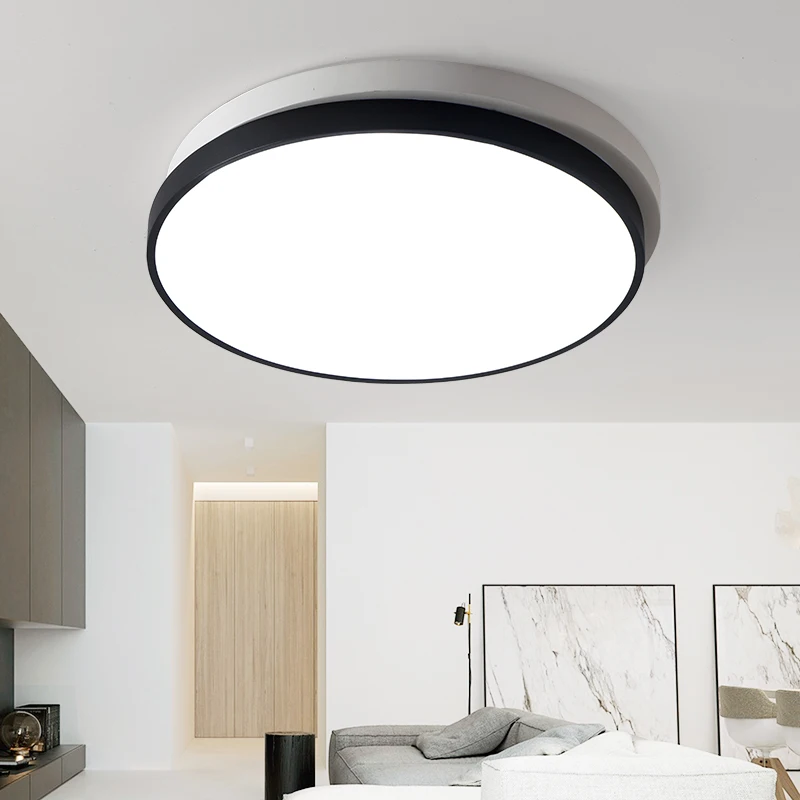 D28/38/48/58cm Modern Led Ceiling Lamp Black&White Iron Body Acrylic Shade Led Ceiling Lights For Bedroom Luminaria Plafondlamp