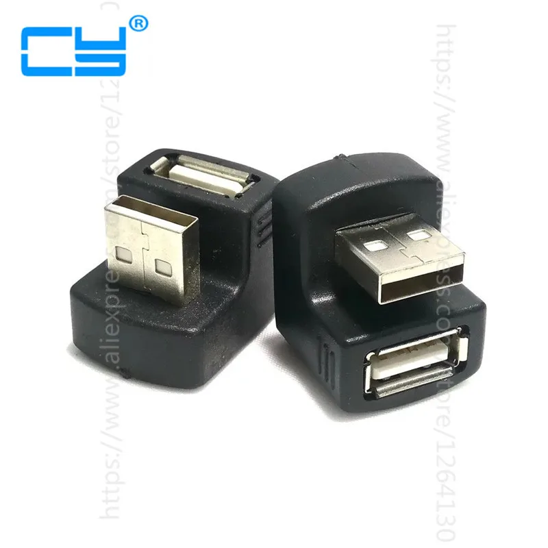 

New Right Angled USB 2.0 A Male to A Female Extension Adapter 90 180 Degree Black U type Adapter