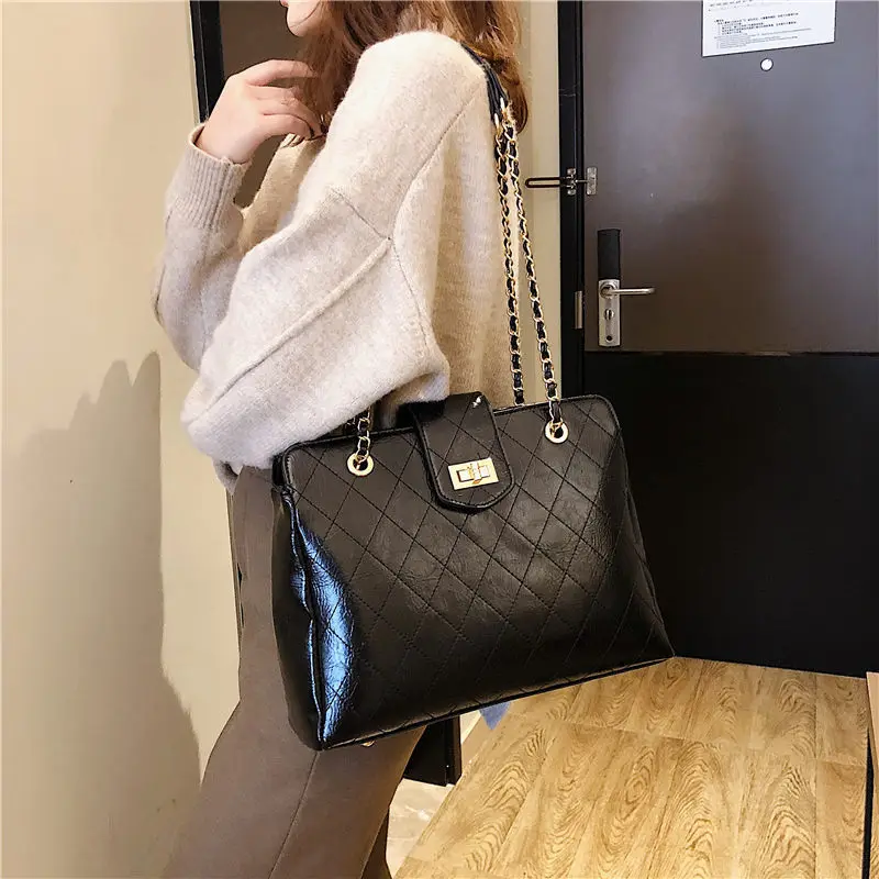 

Brand Large Women Handbags Luxury Vintage Female Totes Shoulder Bags PU Leather Casual Chain Designer High Quality 2019 CC-56