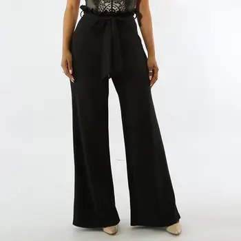 

Women Pants Wide Leg Pants High Waist Loose Pants Ruffle Trousers Club Party Office Pants Pantalon Femme Mujer WS7735M