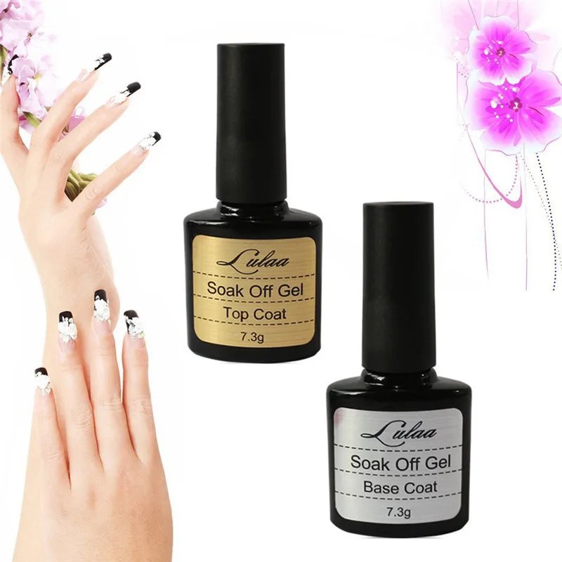 

LULAA 2 Pcs/1 Set Base and Top Nail Gel Polish Safe Glue Sticky Base Coat Long Lasting Shinning UV LED Nail Gel Polish