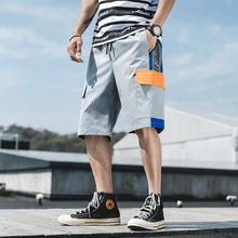 Мужские шорты Карго летние прямые однотонные повседневные шорты с эластичной талией до колена спортивные мужские шорты