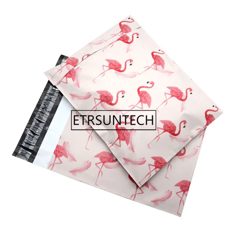 

500pcs 25.5*37cm 10*14.5 inch Flamingo Pattern Poly Mailers Self Seal Plastic Mailing Shipping Envelope Bags