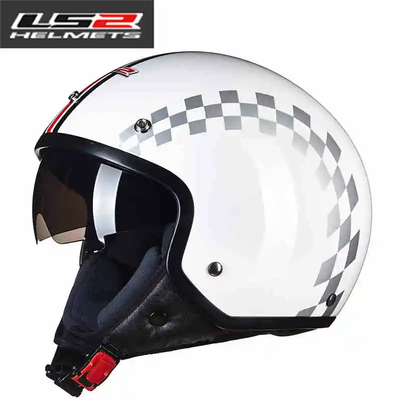 LS2 OF561 Открытый мотоциклетный шлем выпадающий солнцезащитный козырек летний мужской женский гоночный мотоциклетный шлем LS2 helemts - Цвет: white