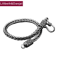 Best друг браслет реальные 925 пробы Серебряные ювелирные изделия для Для мужчин Для женщин Винтаж Лаки Веревка Цепи Браслет B43