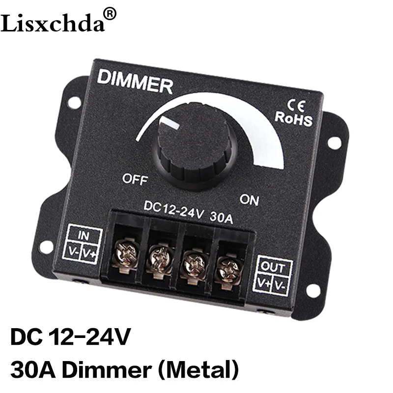 

LED Dimmer DC12-24V 8A 30A 96W 360W Adjustable Brightness Lamp Strip Driver Single Color Light Power Supply Controller 5050 3528