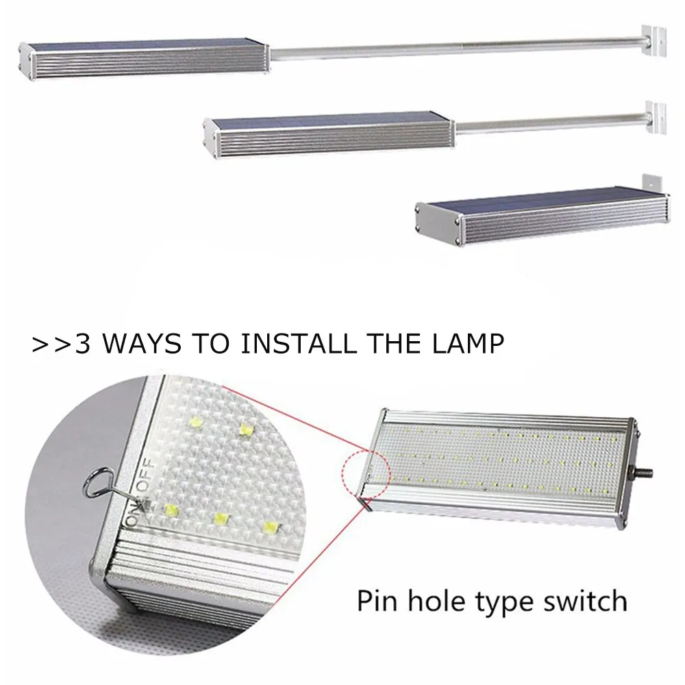 Radar de Microondas Sensor de Movimento Lâmpada de Parede Lâmpada de Rua ao ar Ip65 à Prova Solar Água Livre Segurança Spotslights 48led Luz 1000lm d' 10 sensor solar light