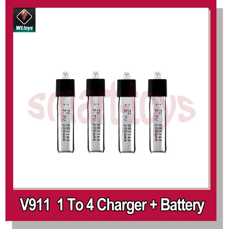 Зарядное устройство Wltoys V911 1 в 4 + Аккумулятор 3 7 200 мАч конверсионные кабели|battery