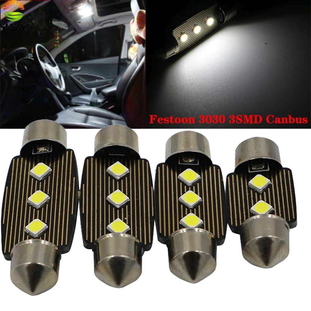 

YSY 100X Festoon 31/36/39/41mm LED Bulb C5W C10W Super Bright 3030 3SMD Canbus Error Free Auto Interior Doom Reading Lamp DC2V