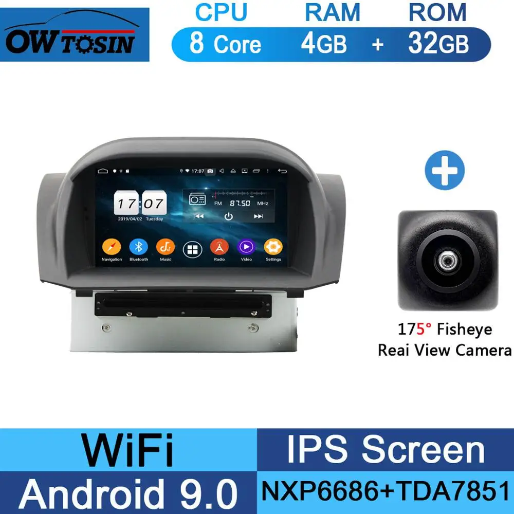 " ips 1024*600 Octa 8 ядерный 4 Гб ram+ 64 Гб rom Android 9,0 автомобильный dvd-плеер для Ford Fiesta 2011- DSP радио gps Parrot BT Adas - Цвет: 32G Fisheye Camera