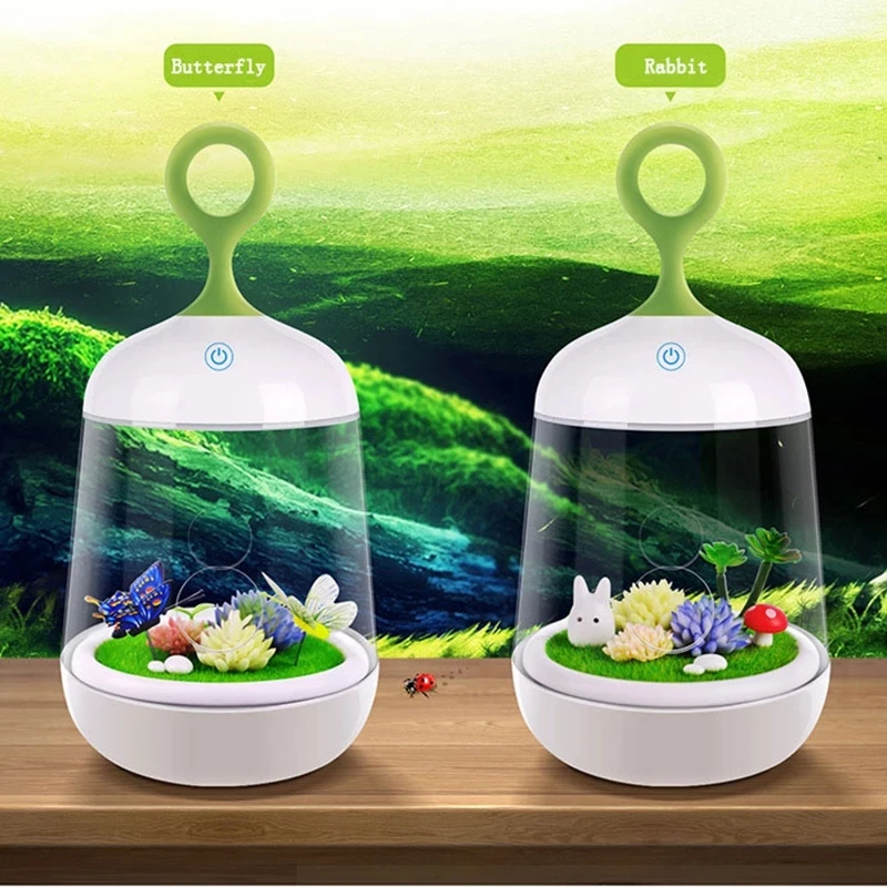 

Creative Micro Landscape Plant Night Light Rechargeable Touch Switch LED Grow Light Color Changing DIY Decorative Lamp for Kids
