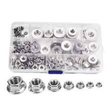 140Pcs M3 M4 M5 M6 M8 M10 M12 Hex Flange Nuts Assortment Kit-304 Stainless Steel