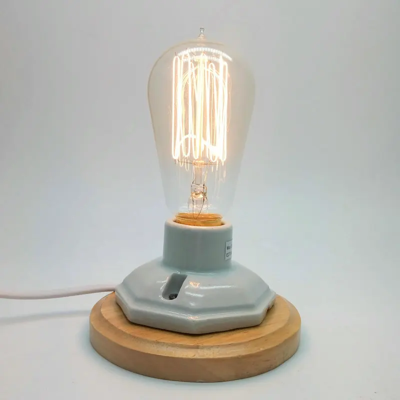 E27 110v 220v Retro Vintage Edison Table Lamp Dimmer E27 110v 220v Retro Vintage Edison Table Lamp Dimmer Switch Ceramic Wood Desk With 40w Incandescent Bulb In Lamps From Lights