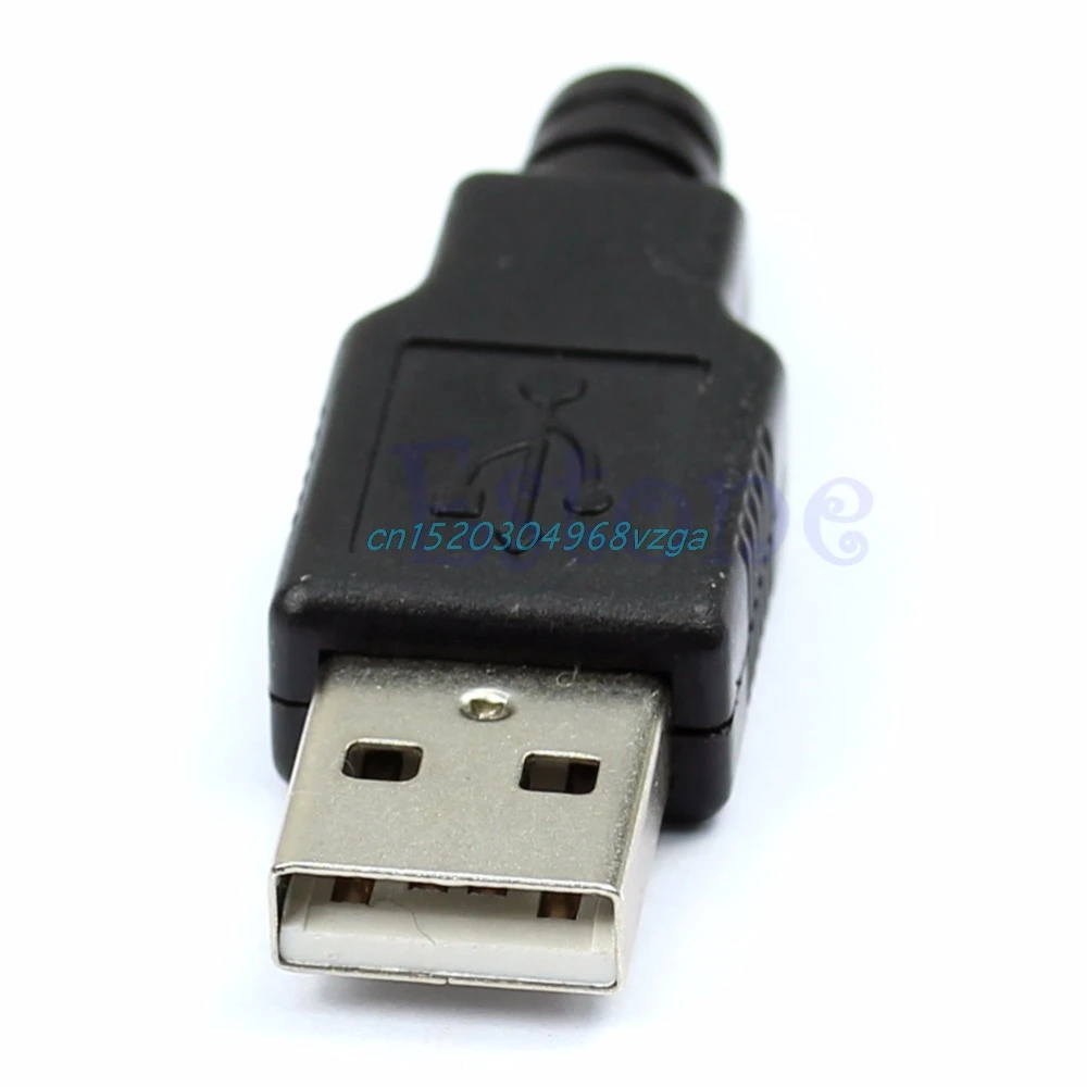 Type A Male USB 4 Pin Plug Socket Connector With Black Plastic Cover 10pcs H028