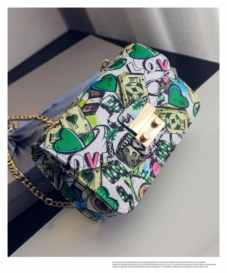 Новые женские сумки летние дизайнерские дамские сумки с граффити Высококачественная мини-сумка с цепочкой женские сумки-мессенджеры для женщин клатч