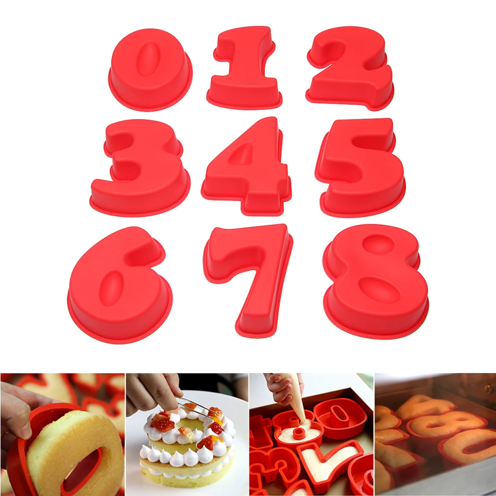 

Color Random!!1PC Fashion Large Silicone Number Cake Mould Baking Mold for Birthday Party 0 1 2 3 4 5 6 7 8 Anniversary Supplies