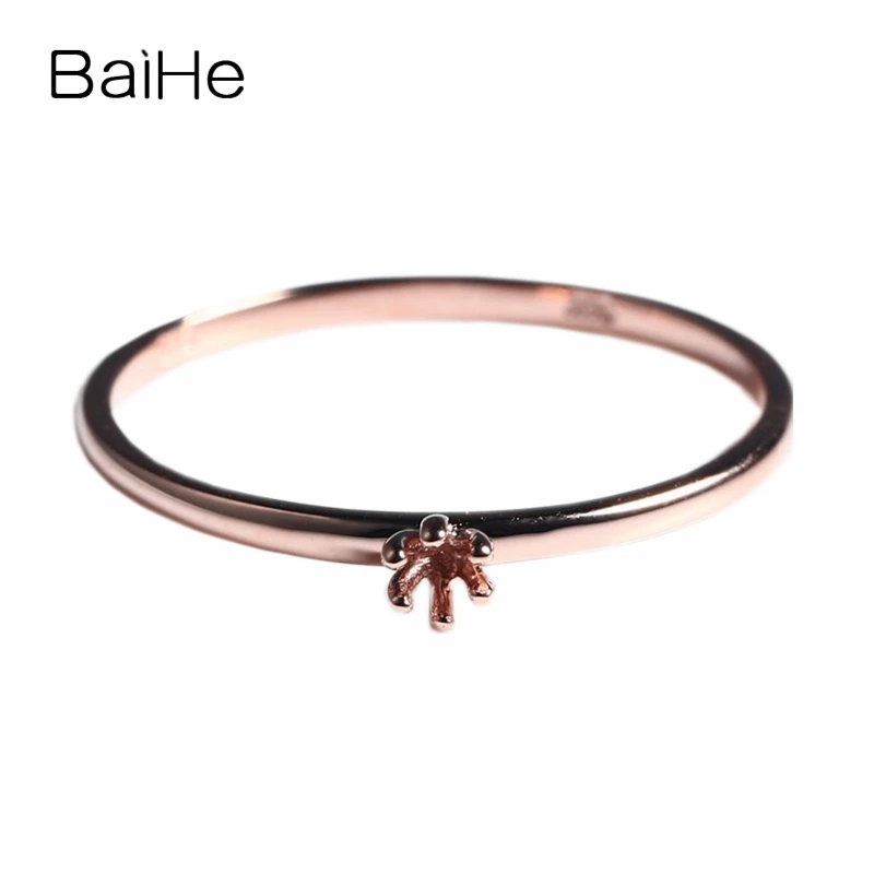 BAIHE однотонное 14k розовое золото (AU585) 2 3 мм круглая огранка полукрепление