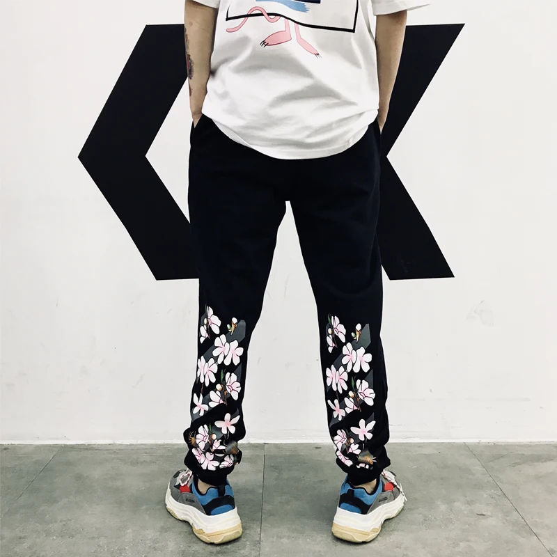 Fashion Casual Men's Pants Pants Spring And Autumn New M-5XL Hip Hop Printing Loose Trousers Black Personality Youth Popular