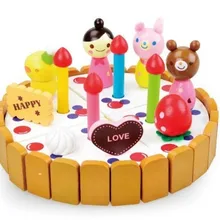 Игрушки для торта из мультфильма клубника, деревянные кухонные игрушки, детские развивающие игрушки