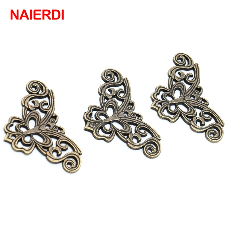 NAIERDI Bronze Jewelry Box Book Scrapbook Album Corner Decorative Protector Antique Notebook Albums Menus Frame Accessories