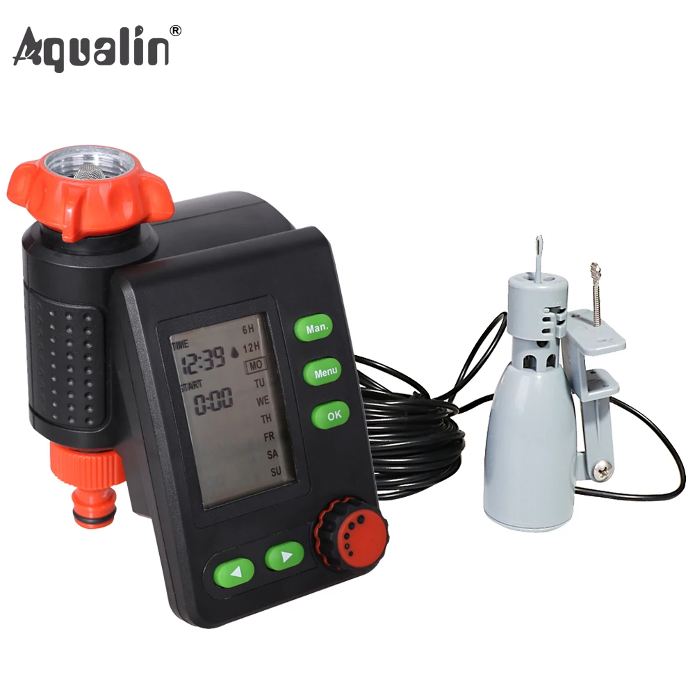 

LCD Display Solenoid Valve Irrigation Timer Garden Water Timer EU Standrad Home Controller System and Rain Sensor #21006R