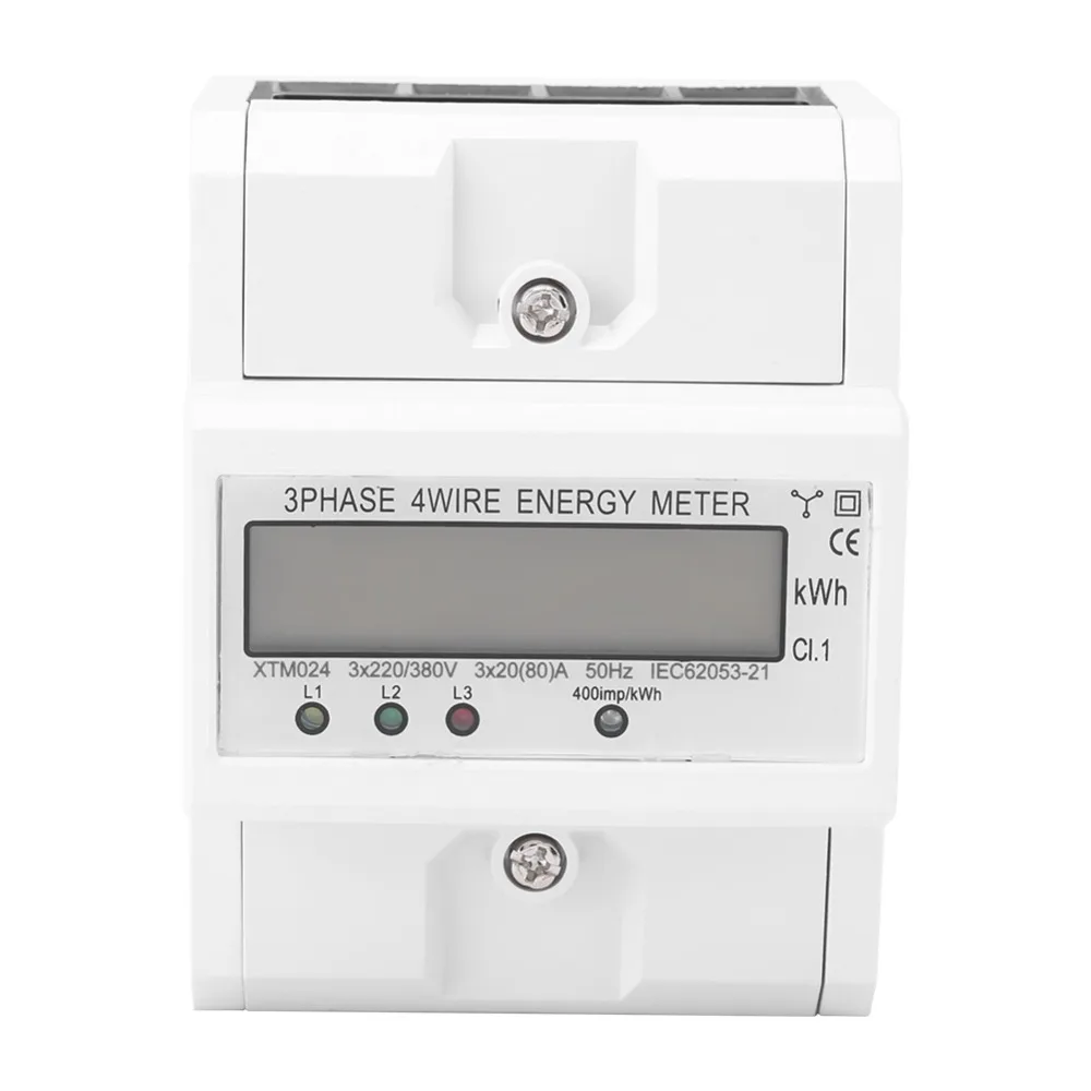 Three Phase Electric Meter Digital LCD 3 x 20(80A) Three Phase Four