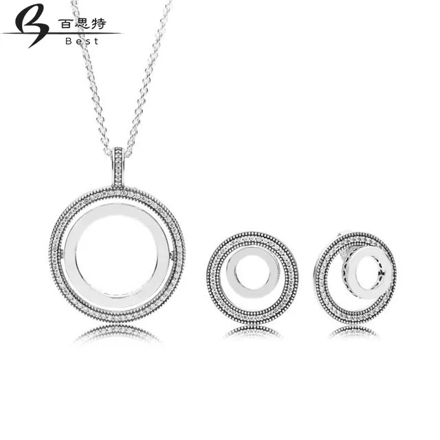 

BEST 100% 925 sterling silver Forever Necklace and Earring Gift Set original clear charms jewelry Set