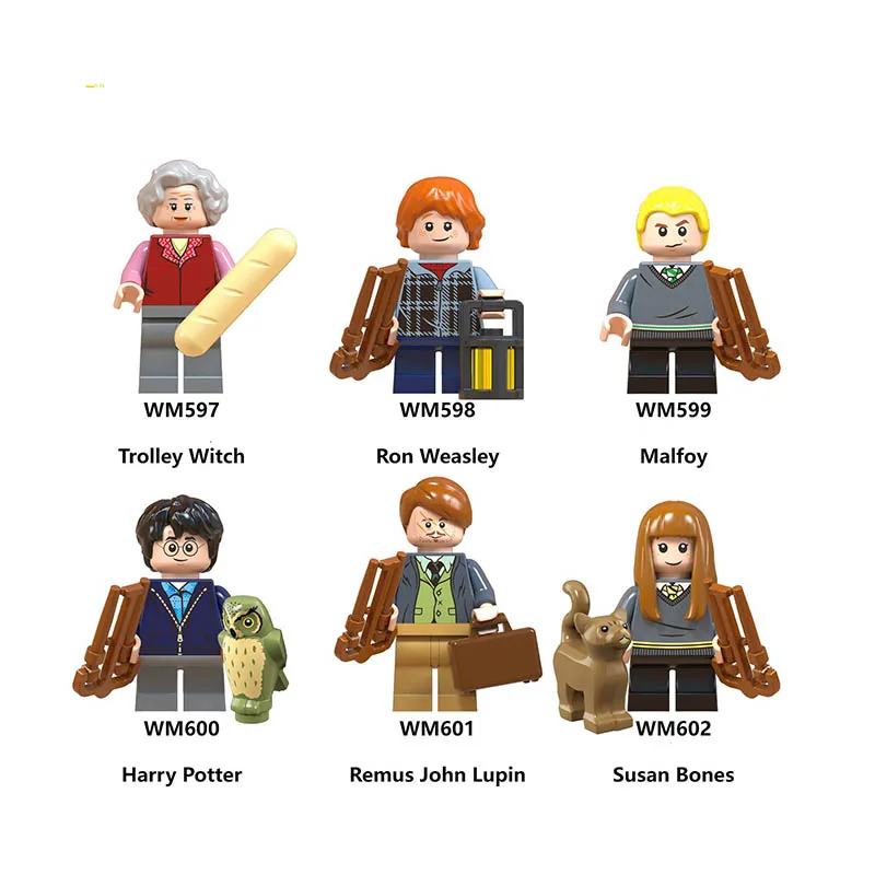 

Single Sale LegoINGlys Harry Potters Moody Trolley Witch Ron Weasley Malfoy Remus John Lupin Susan Bones Building Toys Gifts