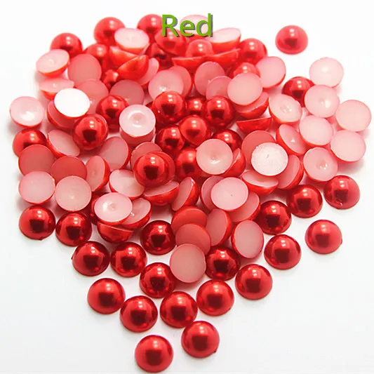 

1.5-12mm Red half round flatback ABS pearl beads for diy scrapbooking,HR002