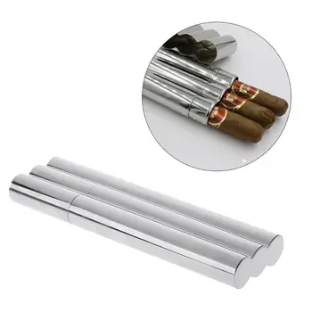 

Portable 304 Stainless Steel 3 Cigar Tube/Box Exquisite Mirror Polished Cigar Case