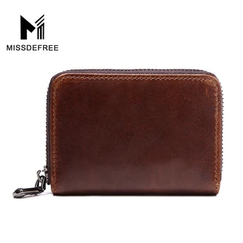 

RFID Blocking Vintage Wallet Genuine Leather Protection Credit Card Holder Travel Wallet with Coin Pocket Unisex Small Purse