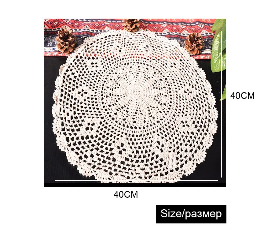 40 см, винтажный стиль, Цветочный, ручная вязка крючком, ручная работа, хлопковая чашка, настольные салфетки-коврики, вязаные подставки для кружек, 2 шт./лот