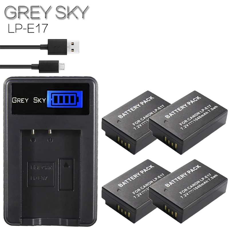 

7.4V 1040mAh LP-E17 LPE17 LP E17 Camera Battery + LCD USB Charger For Canon EOS M3 M5 750D 760D T6i T6s 8000D Kiss X8i L10