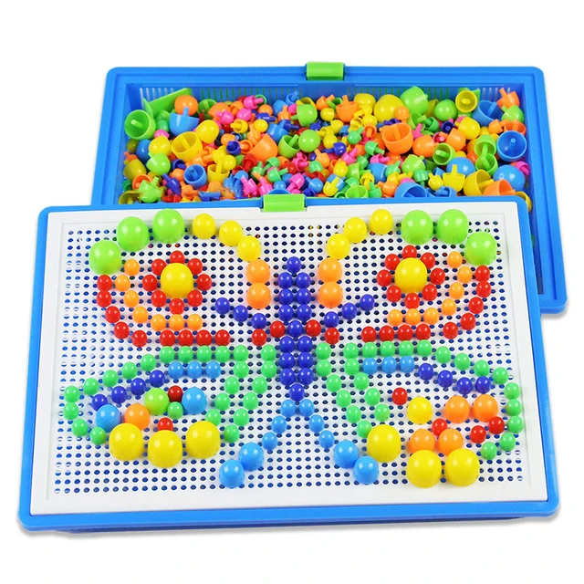 296 Mushroom Nail Kit 3D Puzzle Game DIY Nail Composite Picture Plastic Flashboard Children Toys Education Toy for Children Gift 1