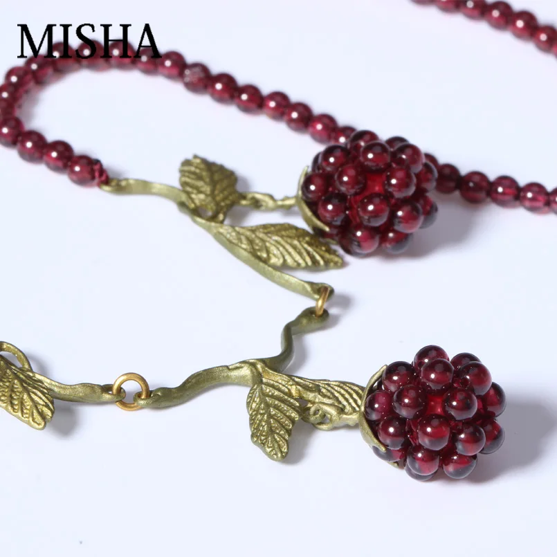 

MISHA High Quality New Gift Set Earrings Silver Jewelry Sets Natural Garnet Ladies Jewelry Wine Red Party Necklace&Earrings Fine