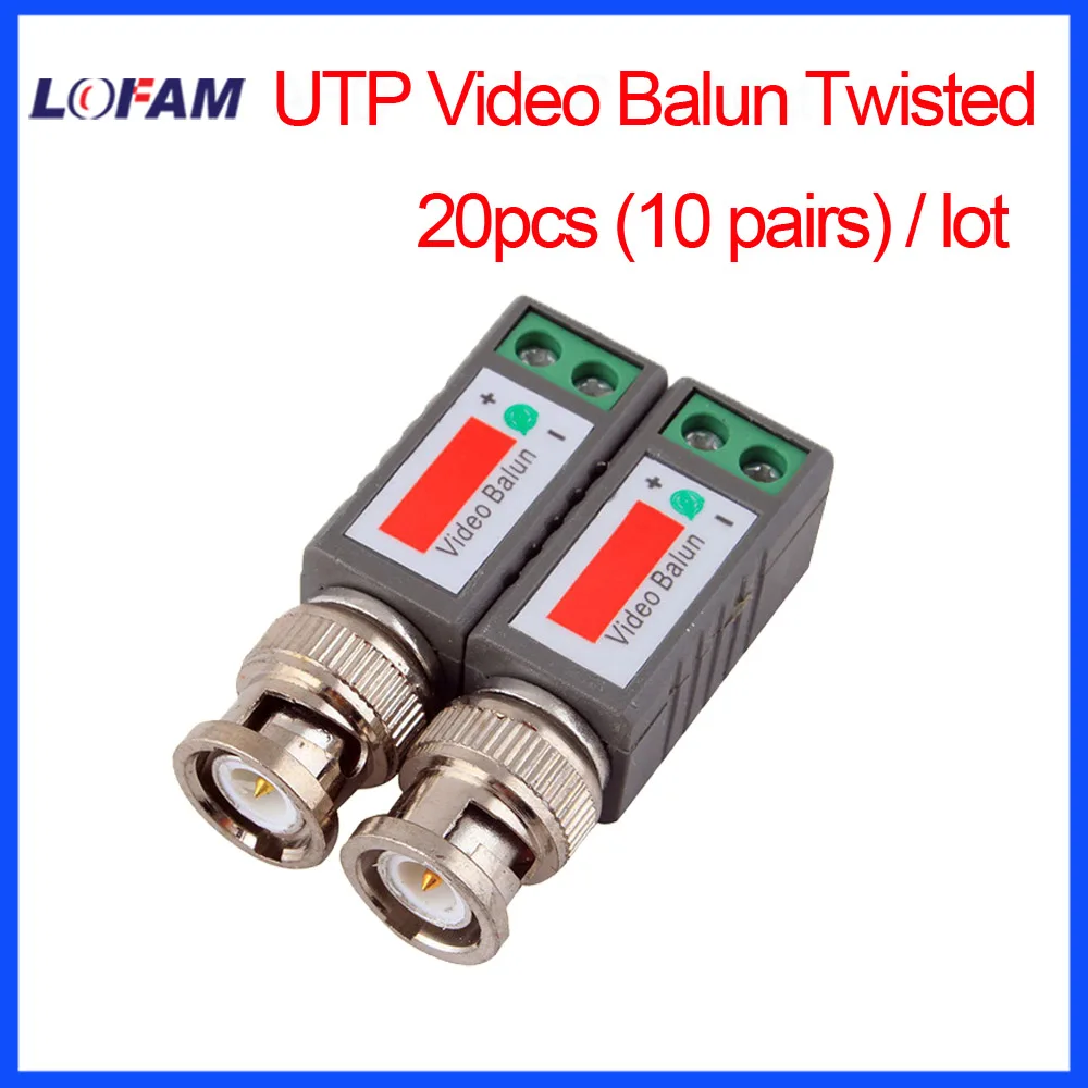

LOFAM 20pcs 10pairs CCTV Video Balun Passive Transceivers 2000ft Distance UTP Balun BNC Cable Cat5 CCTV UTP Video Balun