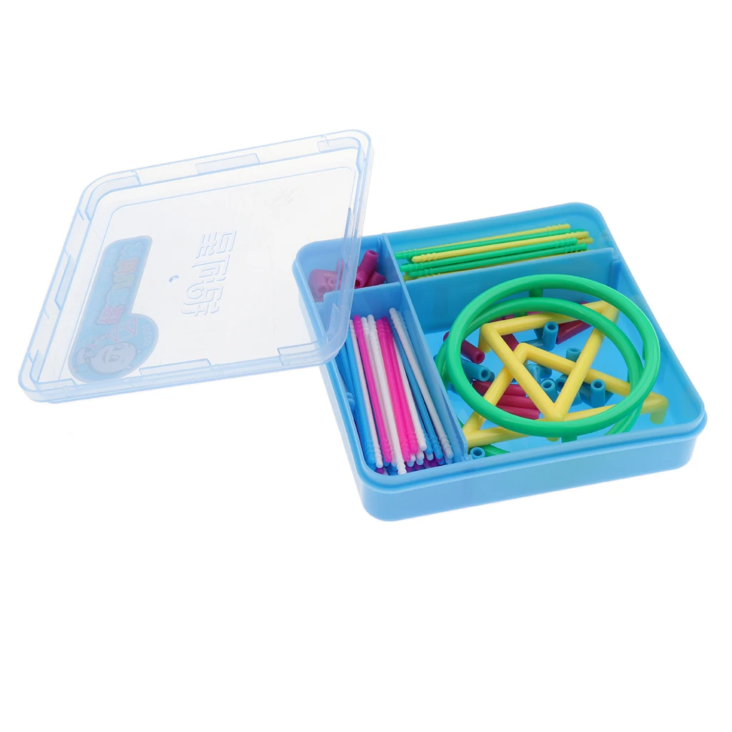 Pack of 128 Plastic Geometric Building Blocks, Connecting Toy, Math Teaching Tool for Kids Toddlers
