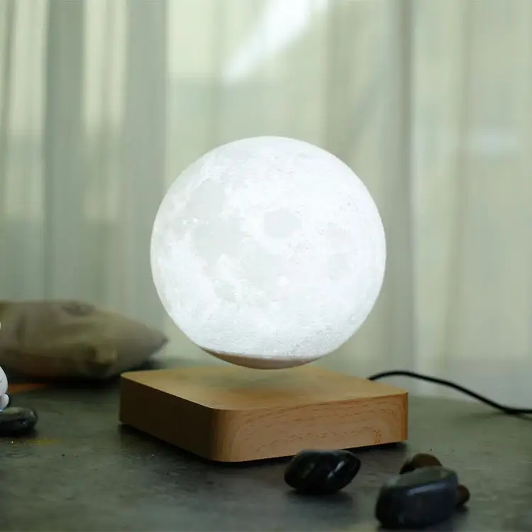 Новинка Светодиодный ночной Светильник Maglev moon с 3d печатью, Лунная лампа, креативный подарок на день рождения, магнитная левитация, вращается на 360 градусов, плазменный шар - Цвет: B